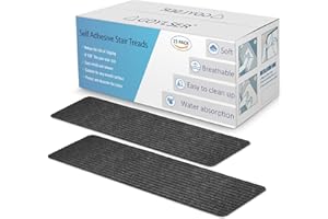 GOYLSER Carpet Stair Treads for Wooden Step Indoor, 15 Pack Stair Pads Rug Non Slip, 8"x30" Staircase Step Treads Step Mat, Black Step Carpet for Stair Traction Stair Protector