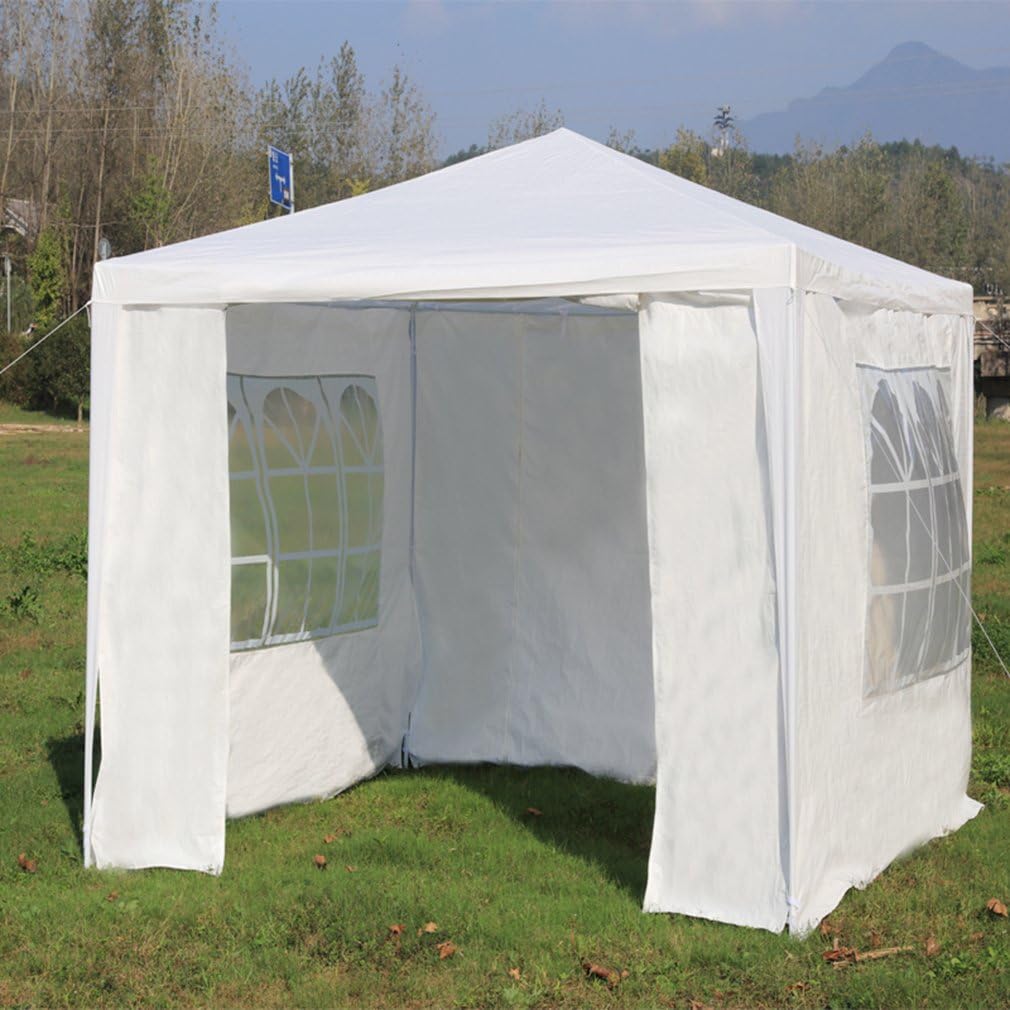 COMOTS Garden Gazebo Waterproof Marquee Tent with Side Panels, Sturdy Steel Frame Gazebo for Outdoor Wedding Garden Party (3x3m-White)