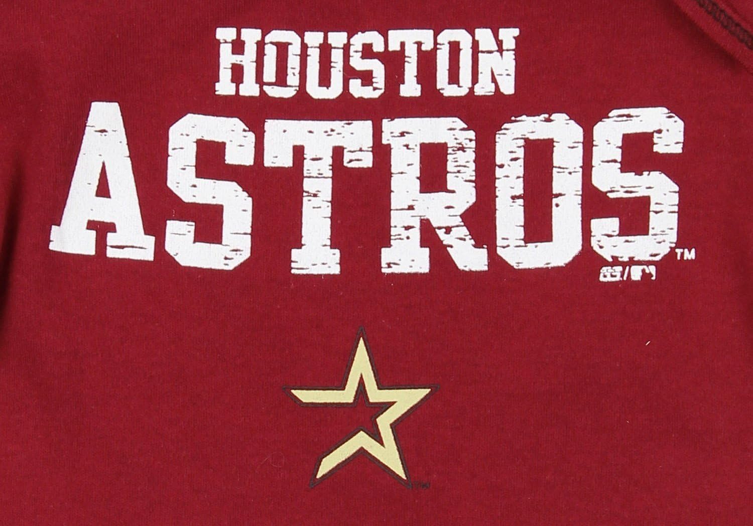 Outerstuff Houston Astros MLB Unisex Baby Infants 2 Pack Bodysuit Set, Brick Red/White