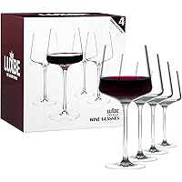 Luxbe - Crystal Wine Glasses, Set 4, 450 ml - Small Handcrafted Red or White Wine Glasses - 100% LeadFree Crystal - Professio