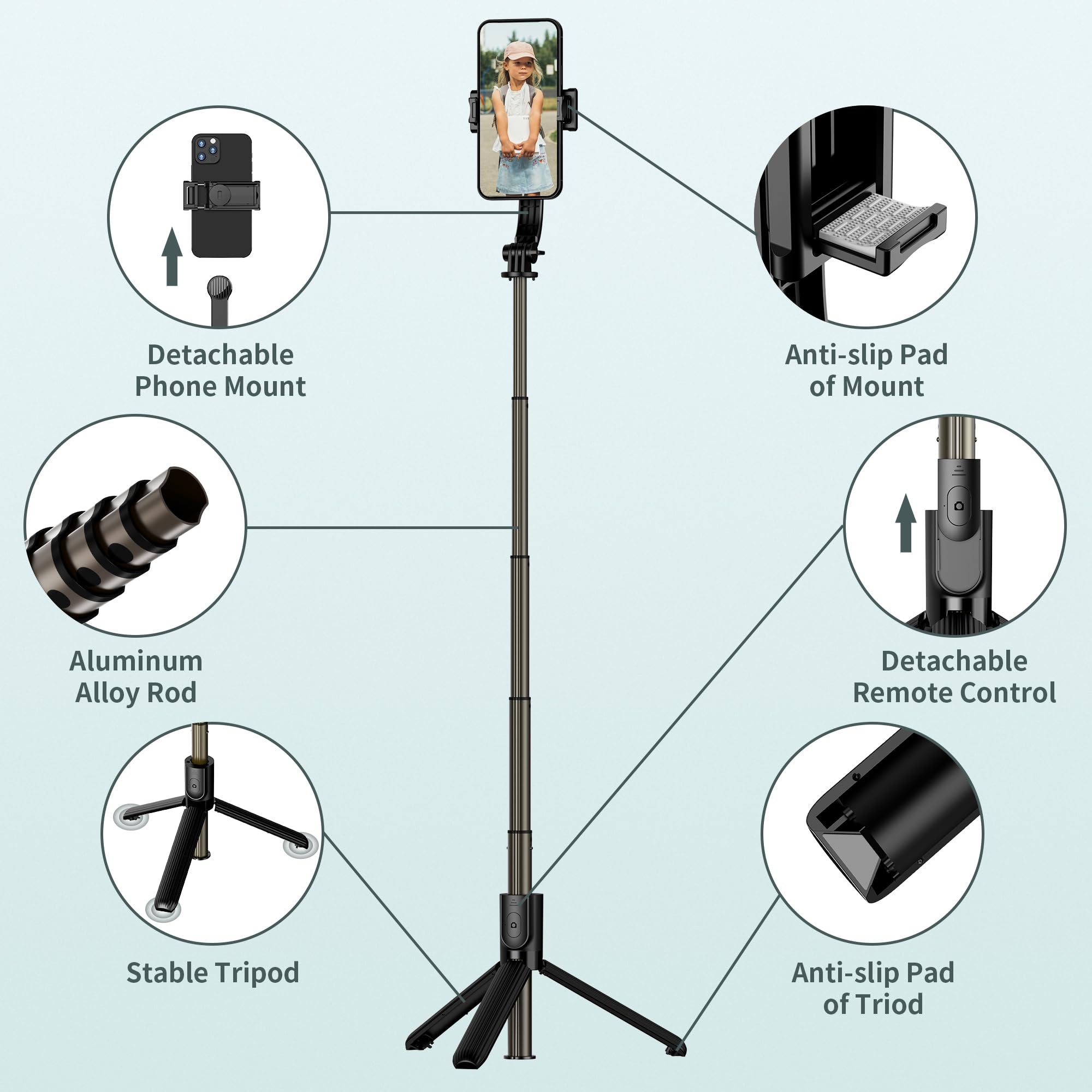 Mua Cell Phone Selfie Stick Tripod with Detachable Phone Holder ...
