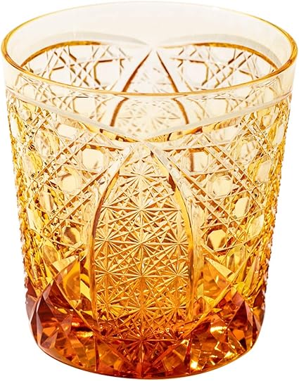 Amazon クリスタル江戸切子 菊繋ぎに籠目紋 オールドグラス 琥珀 Tb5136 39 桐箱入り 太武朗工房直販 日本製 太武朗工房 ロックグラス