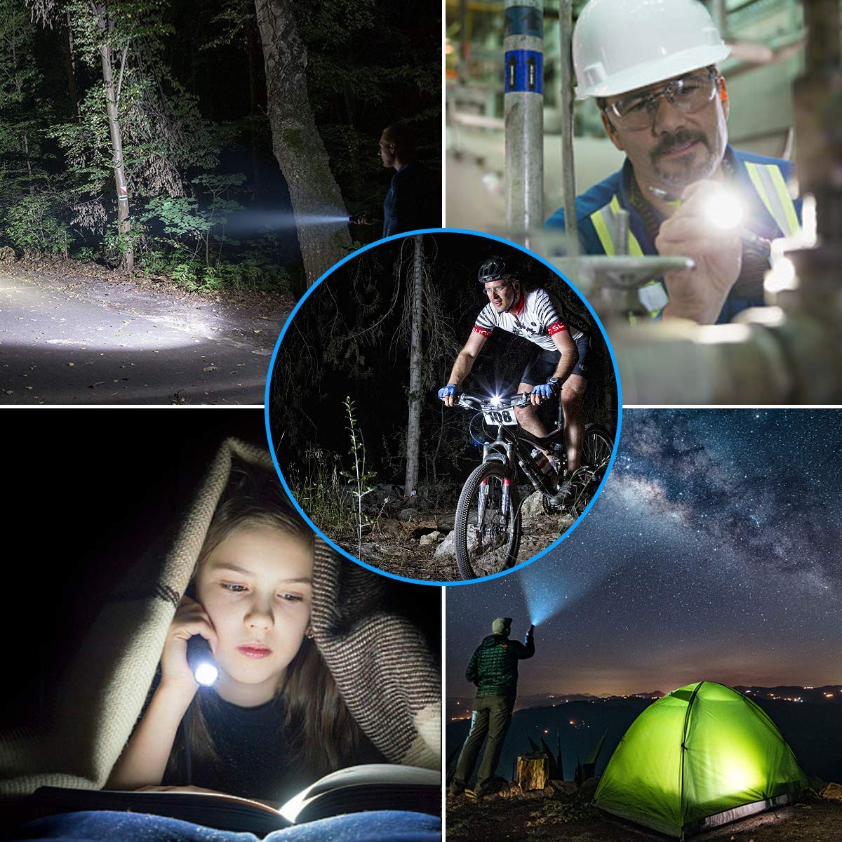 Keenstone Bike Light, Rechargeable LED Bike Lights Front and Back 2 Pack, Bicycle Headlight 700 Lumen Zoomable and Bike Taillight Easy Install & Quick Release Includes Batteries and Charger