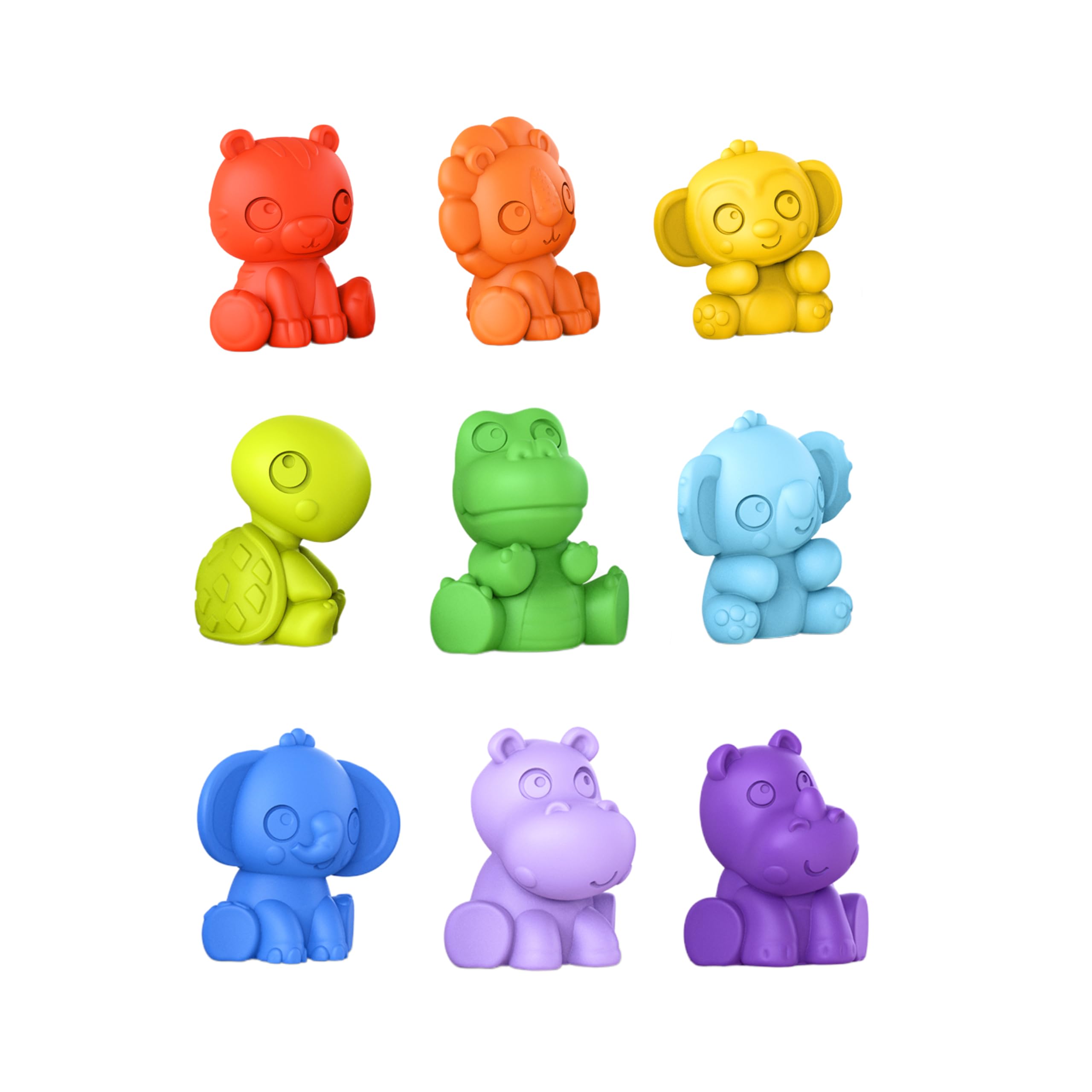 Bright Starts TropicAnimals 9pk Take-Along Friends Baby Bath Toys and Play Set - Squeezable Wipeable Soft Infant Toys, Ages 3 Months+