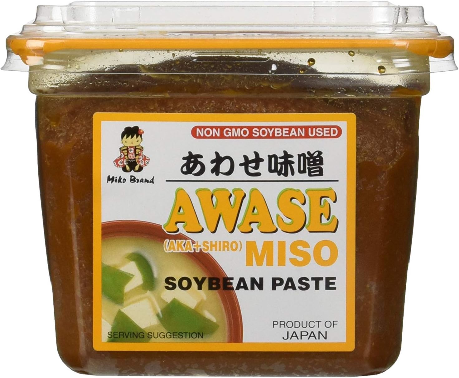 Miko - Awase Miso Soyabean Paste (Aka + Shiro) - 500 Gram - GMO Free Japanese Miso Paste - PACK OF 4