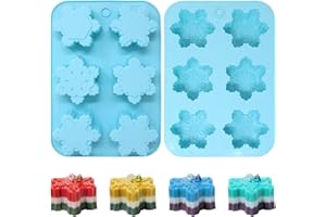 1 Pack 6 Cavity Snowflake Soap Mold Cute Snowflake Silicone Molds for DIY Handmade Soap Christmas Home Decor Making