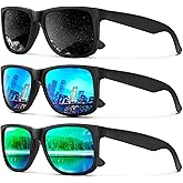 KALIYADI Sunglasses Men Polarized Sun glasses for Mens Womens Classic Matte Black Frame UV Protection 3pack