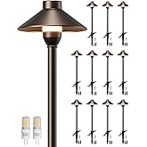 PARTPHONER Low Voltage Landscape Lighting 12-Pack, Aluminum 12V Pathway Lights with G4 Bulbs, Waterproof Oil Rubbed Bronze Color Wired Path Lights with Connectors for Walkway Yard Garden