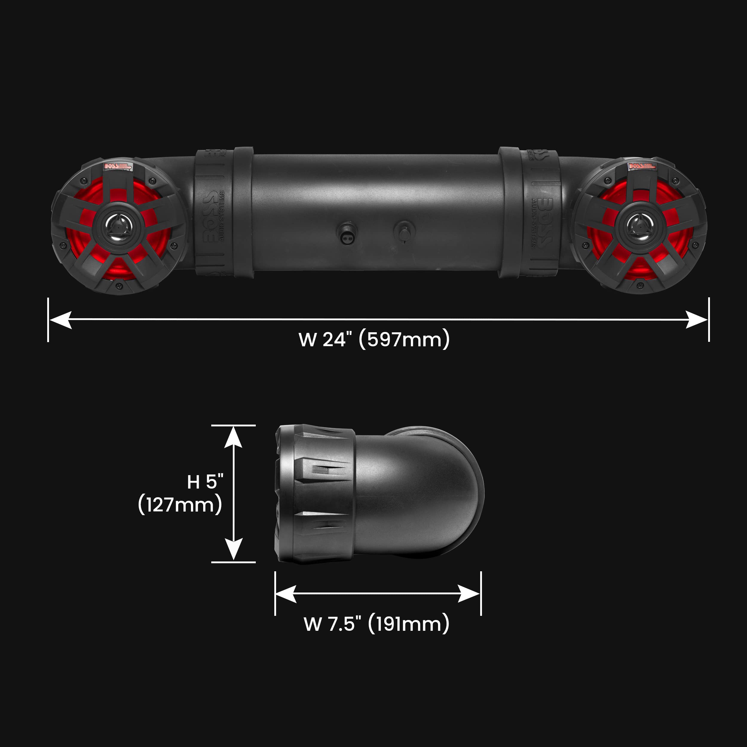 BOSS Audio Systems UTV4BRGB ATV UTV Weatherproof Sound System - 4 Inch Stereo Speakers, 1 Inch Tweeters, Built-in Amplifier, Full Range, Bluetooth, Multi-Color Illumination