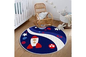 Eanpet Round Rug for Kids Room 4ft Nonslip Circle Area Rug for Boys and Girls Soft Toddlers Play Mat Circular Nursery Rug Indoor Floor Mats Carpet for Children Classroom Playroom Bedroom,Universe