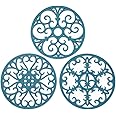 Silicone Trivet Mat - Non-Slip & Heat Resistant Kitchen Hot Pads for Countertops & Table - Kitchen Trivets for Hot Dishes & Cookware - Hot Pot Holder for Pots & Pans - Teal,Set of 3