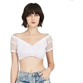 FreeNFond Oktoberfest Blouse Women's Dirndl Dress Crop Top, Lace Germen Bavarian Traditional Costume