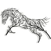 DEKADRON Metal Wall Art Geometric Horse and Tree Decor, Home Office Decoration Entryway Bedroom Living Room D&eacute;cor, Wall Hangings, Horse Sign, Farmhouse D&eacute;cor (39" W x 21" H / 100x53cm)