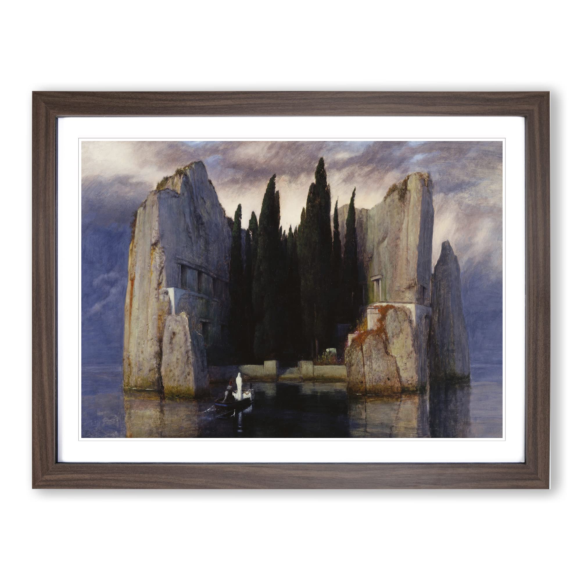 The Isle Of The Dead Vol.2 By Arnold Bocklin Classic Painting Framed Wall Art Print, Ready to Hang Picture for Living Room Bedroom Home Office Décor, Walnut A3 (46 x 34 cm)