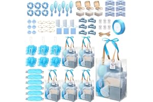 RIGIBRIGHT 74Pcs Baby Shower Prizes for Game Winners Baby Shower Favors Gifts including Headband Hair Brush Jewelry Box with Gift Bag for Baby Shower Game Prizes Wedding Bridal Shower Favors (Blue)