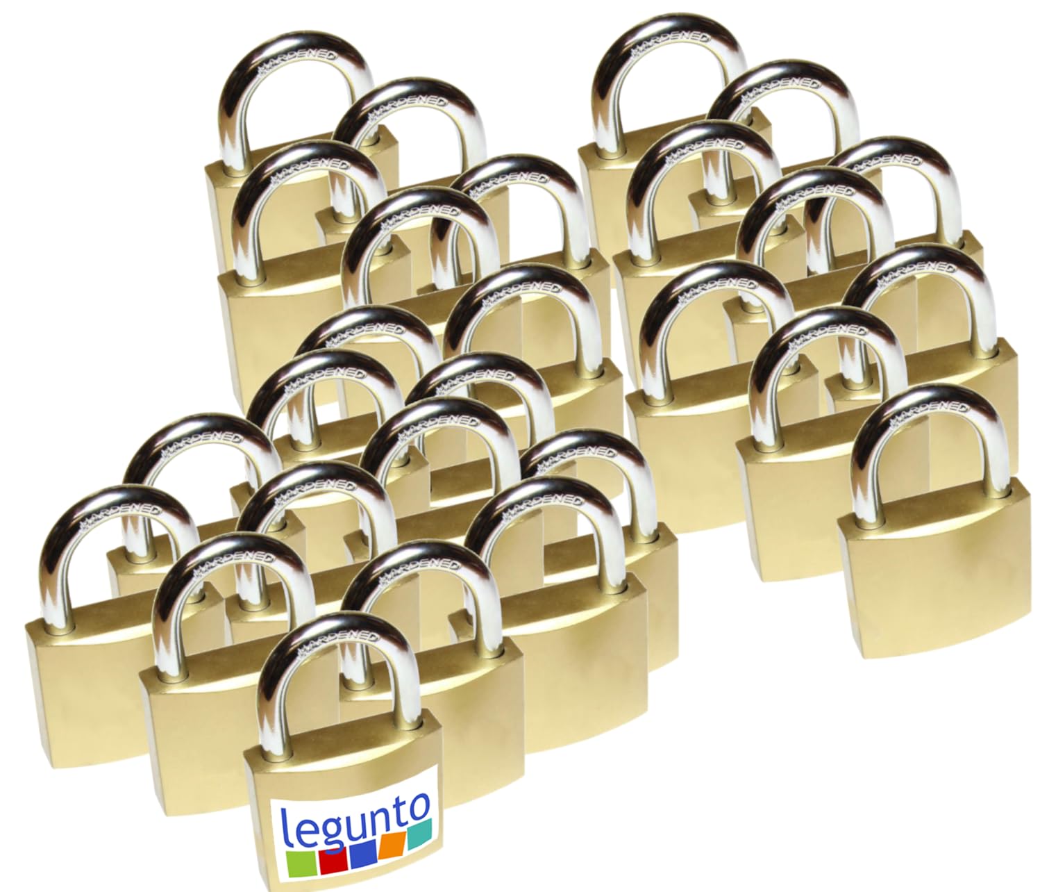 legunto® 27 Keyed Alike Padlock Set. Very Strong, Large Padlocks with Keys (162) for Locker, Container or Gym Locker. Gold
