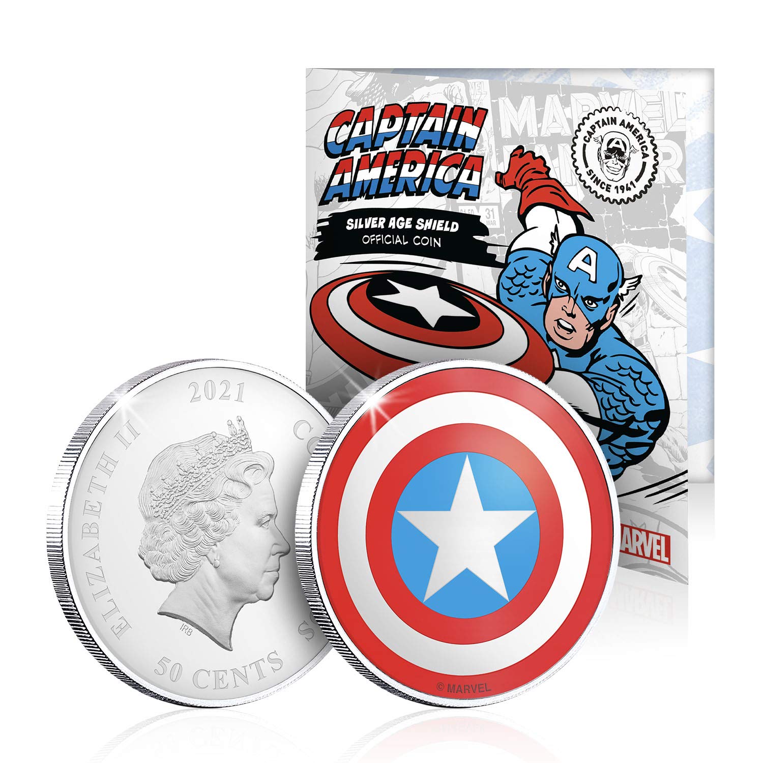 Marvel Gifts for Men Official Captain America Shield Collectable Silver Coin