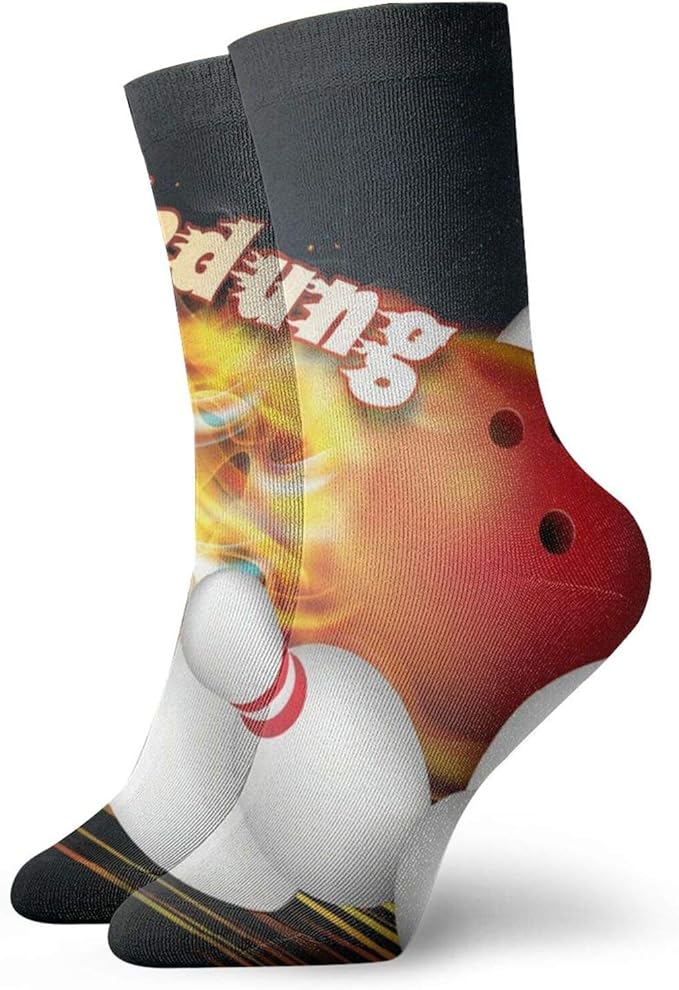 red bowling ball flames Funny Socks For Men Women Casual No Show Ankle