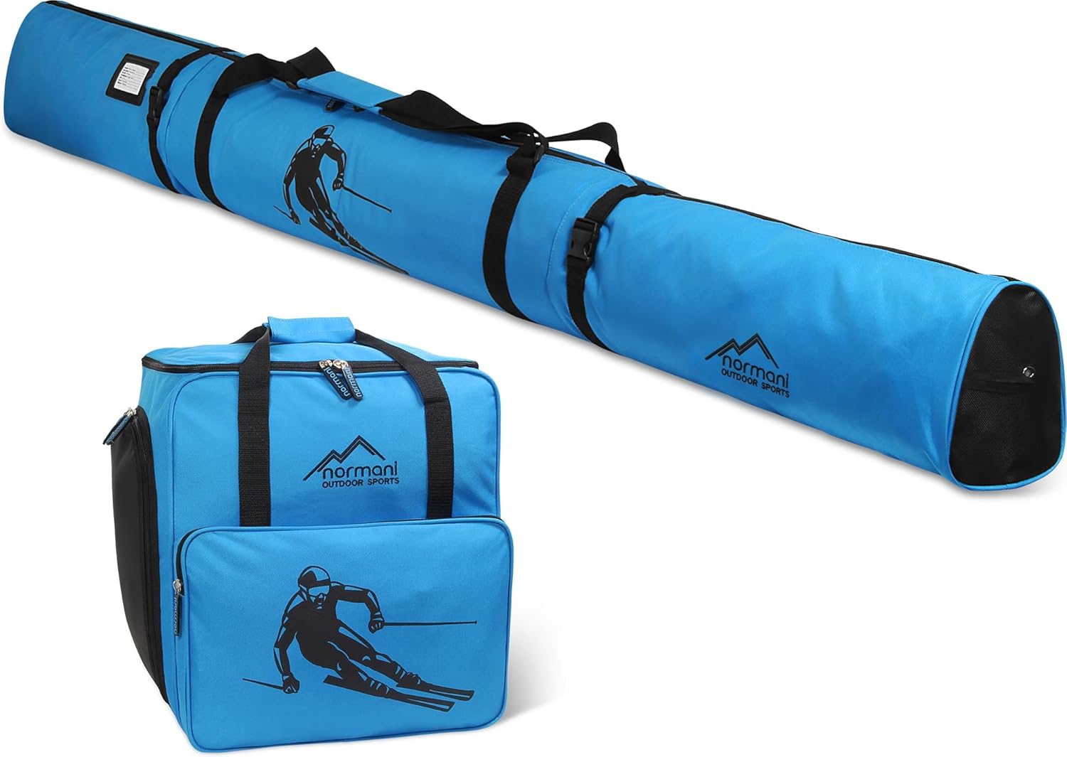 normani Skiset Zwei Taschen für Skier und Schuhe mit extra Fach für nasse Skischuhe Farbe Blau