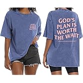 Weetiotio Christian Oversized Shirts for Women God Graphic Tees Shirts Bible Verse Jesus Shirt Religious Acid Wash Tshirts