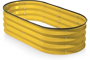 Plant & Plot Galvanized Raised Garden Beds Outdoor // 4×2×1 ft Planter Raised Beds for Gardening, Vegetables, Flowers (Yellow) // Large Metal Garden Box