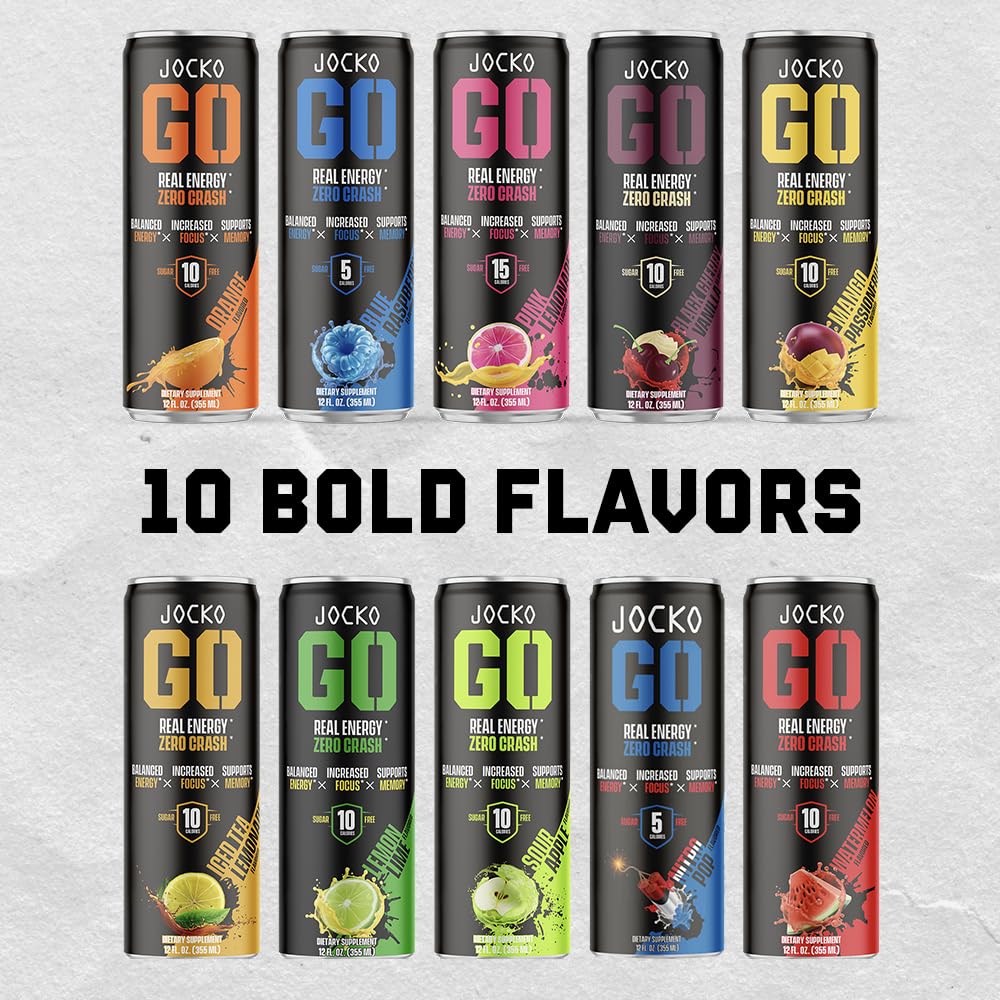 Jocko GO Energy Drink - Keto, Vitamin B12, Vitamin B6, Electrolytes, L Theanine, Magnesium- Energy Boost, Sugar Free Nootropic Monk Fruit Blend - 12 Pack (Pineapple Coconut)