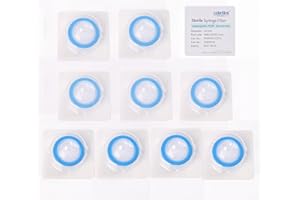 COBETTER 10 pcs/PK Sterile Syringe Filter Double-Layer Hydrophilic PVDF Membrane 0.2μm Lab Filters 25mm Diameter Individually Packed, Blue