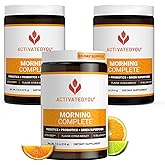 ACTIVATEDYOU Morning Complete Daily Wellness Greens Superfood Drink Mix for Gut Health w/Prebiotics, Probiotics, Antioxidants, Green Superfoods, 10 Billion CFUs (3 Pack, Citrus Medley)