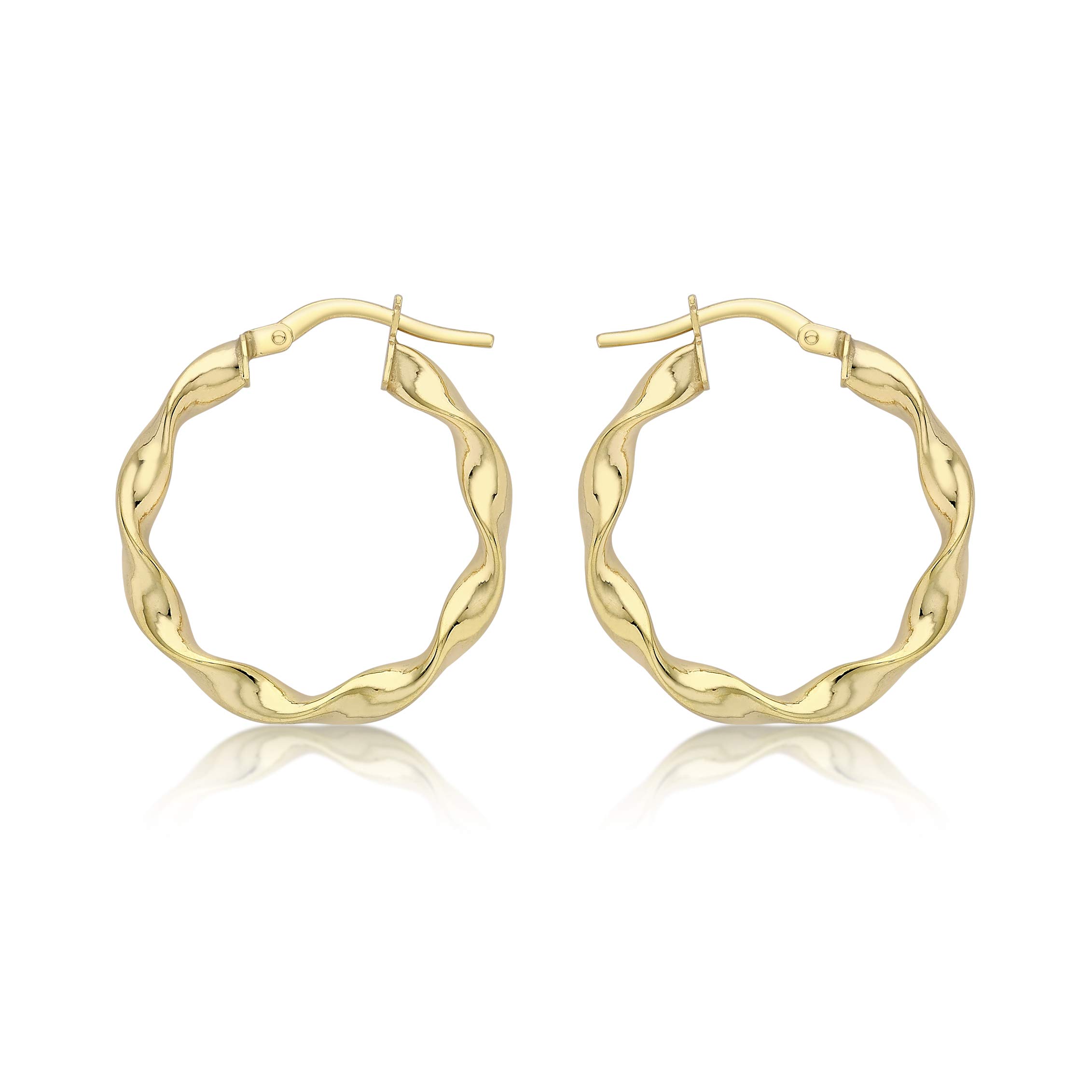 CARISSIMA Women's 9 ct Yellow Gold 22.5 mm Twist Hoop Creole Earrings