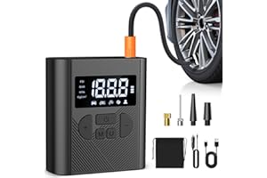 Nuste Tire Inflator Portable Air Compressor, 20000mAh Battery & 12V DC Cordless Air Pump for Car Tires, 150PSI Bike Tire Pump with Pressure Gauge LED Light for Car, Motorcycle, Bicycle, Balls