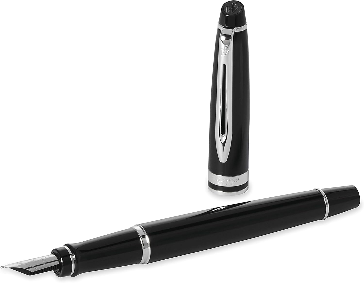 Waterman Expert Fountain Pen, Glossy Black | Chrome Attributes, Medium Nib - Image 3