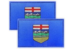 2 PCS Alberta Patch,2×3.15 inch Embroidered Applique Albertan AB 8×5 CM Patches with Hook Back Tag For DIY Cloth Bag Trousers