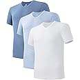 DAVID ARCHY Men's Undershirt Bamboo Rayon Moisture-Wicking V-Neck T-Shirts Stretch Tees for Men, 3 or 5 Pack