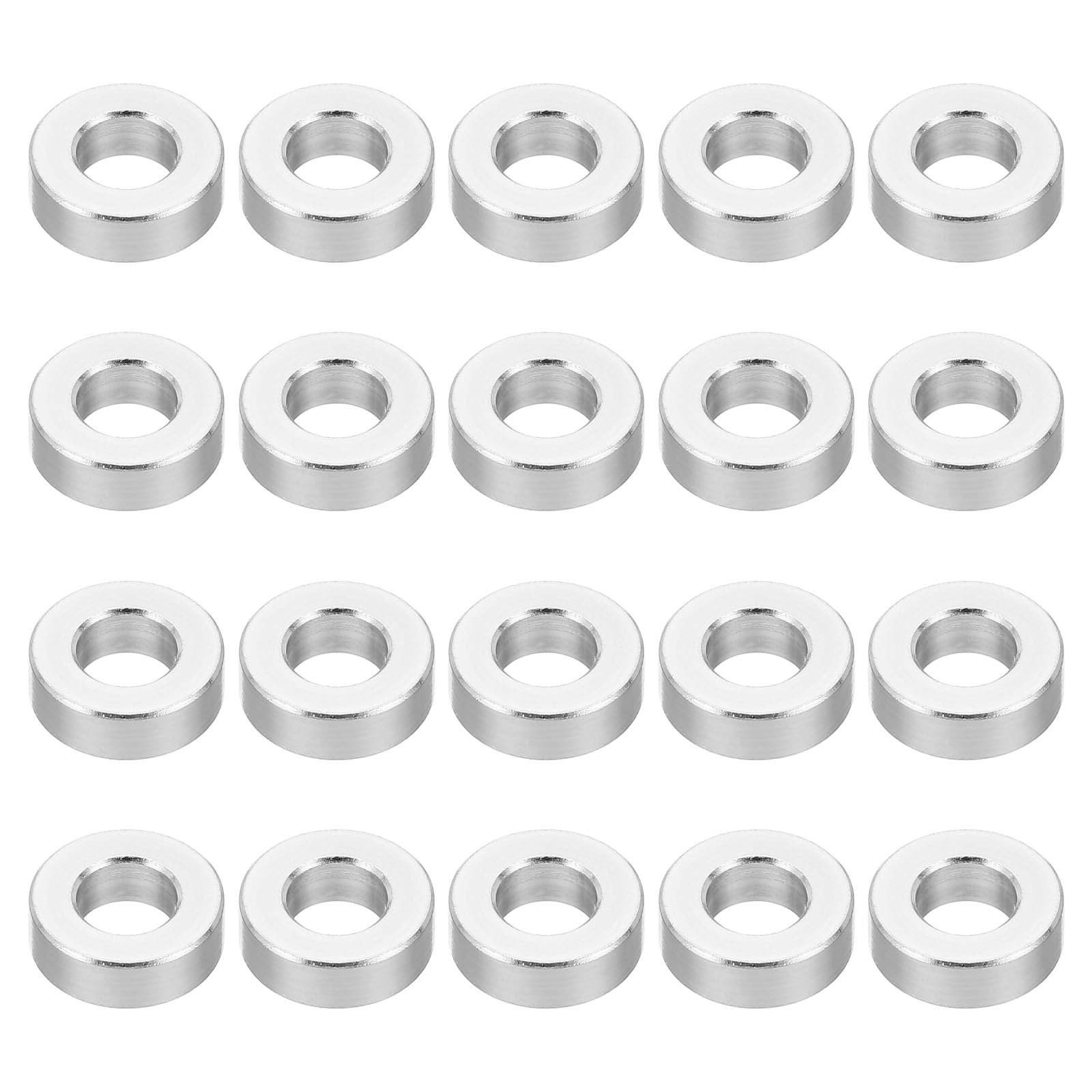 PATIKIL M6 Aluminum Spacers, 20 Pcs Metal Spacer Aluminum Round 6.2mm ID x 12mm OD x 4mm L Thickness Aluminum Spacer 1/4in ID Screw Standoff for 1/4" or M6 Screw Bolts