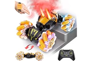 SHXYKZ Gesture Sensing RC Stunt Car with Spray, Boys Toys Age 5-12 Year Old, 4WD 360° Rotating Remote Control 2.4Ghz Hand Controlled Car with Light & Music, Birthday Gifts for Kids Age 6 7 8 9 10 11