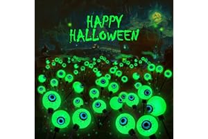 LORRYTE 4 Pack Solar Eyeball Lights for Halloween Decorations Outdoor, 24 LED Green Eyeball Solar Halloween Lights, Waterproof Swaying Firefly Lights with 2 Modes for Pathway Patio Yard Lawn Garden Decor
