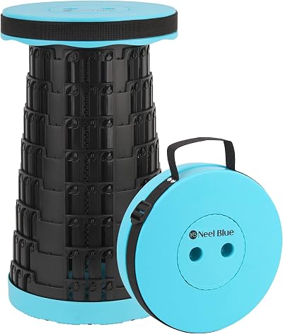 WedDecor Portable Folding Stool Light Blue 180kg Capacity Telescopic