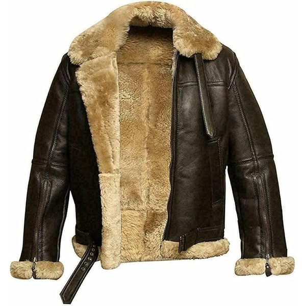 TRESSANO Mens RAF B3 Aviator Bomber Leather Jacket - WW2 Faux Fur