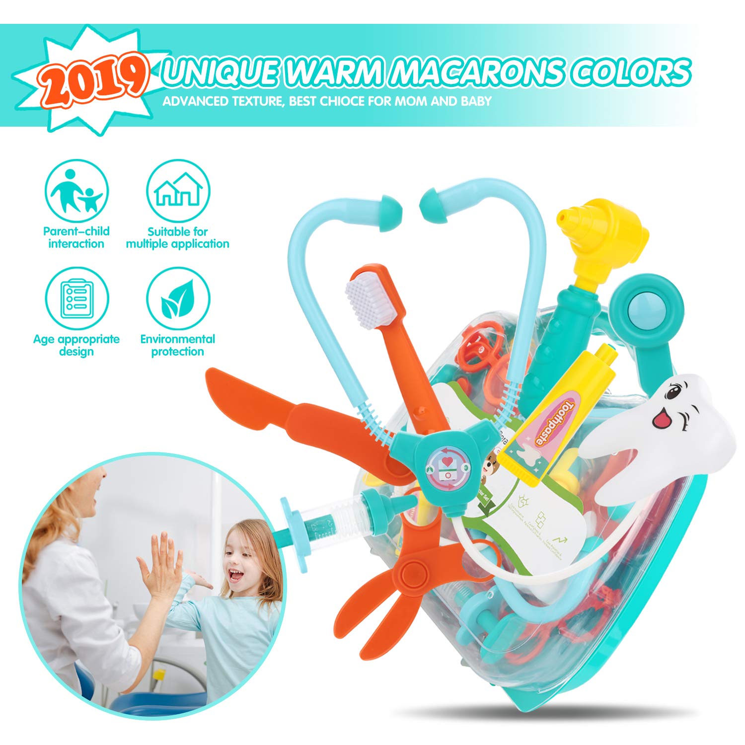 Peradix Medical Toys Doctor Kit 41 PCS for Kids Childrens With Electronic Stethoscope Pretend Doctor Nurse role playset Pack in Durable Gift CarryCase