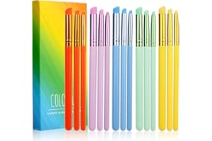 Yoseng 15 Pieces Mini Detailed Ink Blending Brushes for Card Making,Small Blender Art Blending Tool,Use with Intricate Stencils,Deal with Small Details(oblique head,5 colors)