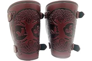 Tree of Life Bracers Medieval Arm Guards Yggdrasil World Tree Leather Bracers Viking Accessories for Halloween LARP Archery
