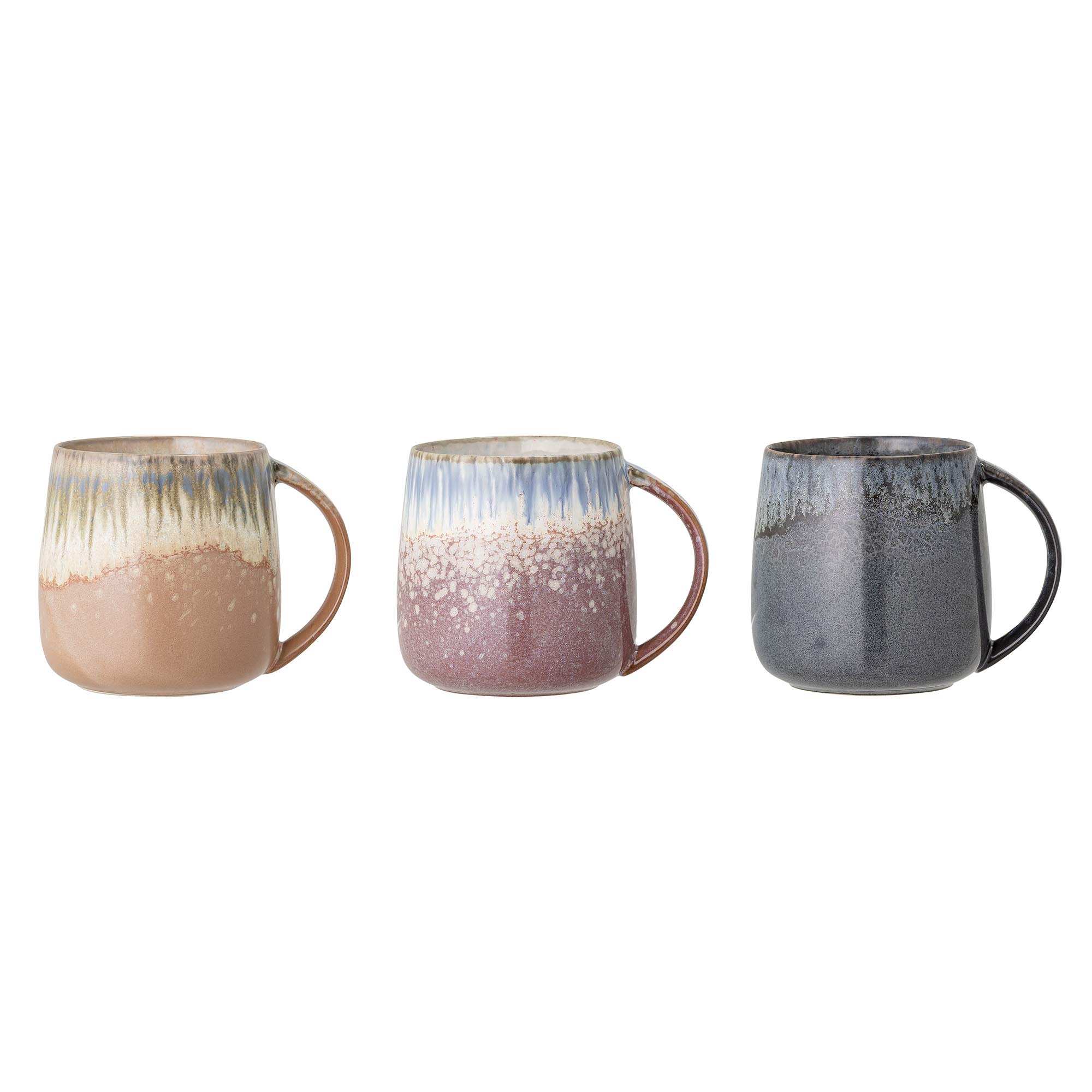 Bloomingville Cloe 82049300 Mug Set of 3 Stoneware in Blue 380 ml Dimensions 9.5 cm x 10 cm