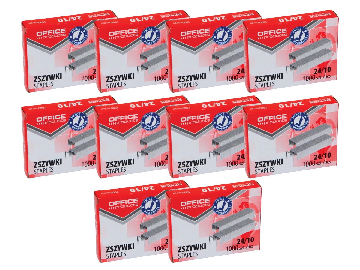 OFFICER PRODUCTS Silver 24/10 Staples, Pack of 10,000 (10 x 1000 Pieces), High Strength, Galvanised, Ideal for Office, Home Office or School