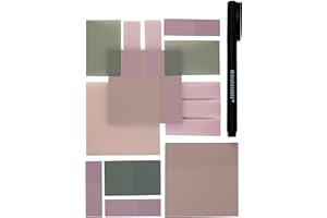 DiverseBee Transparent Sticky Notes (Includes Quick Dry Pen), Cute Clear Sticky Tabs, Translucent Page Flags Book Markers Stickers, Planner Accessories Bible Journaling Study Office Supplies (Pastel)