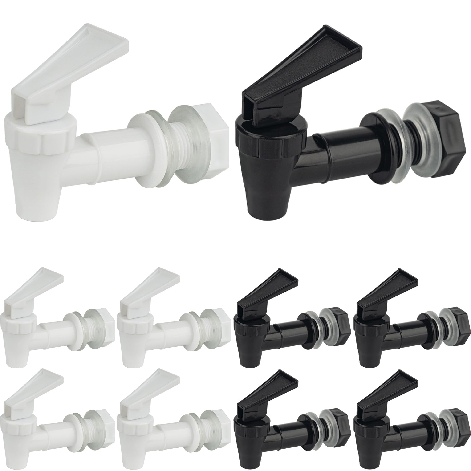 Photo 1 of 10 Sets Replacement Cooler Faucet, Reusable Plastic Spigot for Beverage Dispenser Parts, Outdoor Faucet Water Jug Spigot Tapes (Black&White)