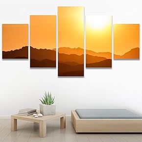 SIGNWIN 5 Panel Canvas Wall Art Sunset in...