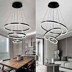 Viruhaka Modern LED Pendant Light, Black Circular