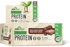 Iron Vegan Sprouted Protein Bars | Double Chocolate Brownie Flavour | 12 Pack