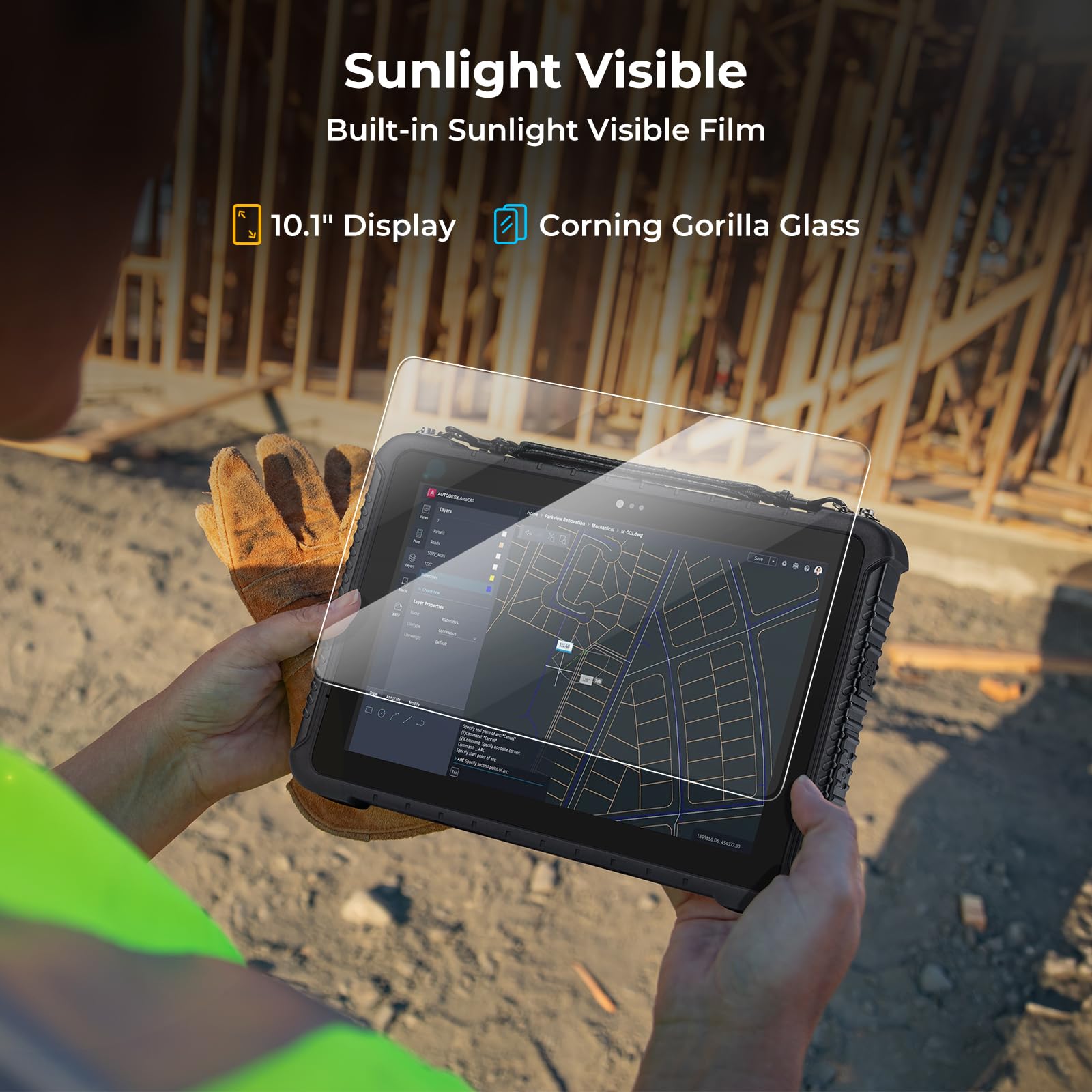 MUNBYN Rugged Tablet IRT08, 10.1 inch Windows Tablet, Windows 11 Pro, 8GB+128GB, Intel N5100,Sunlight Readable, 4G LTE GPS Heavy Duty Industrial Outdoor Work PC, BT5.1 Wi-Fi, 2Y Protection