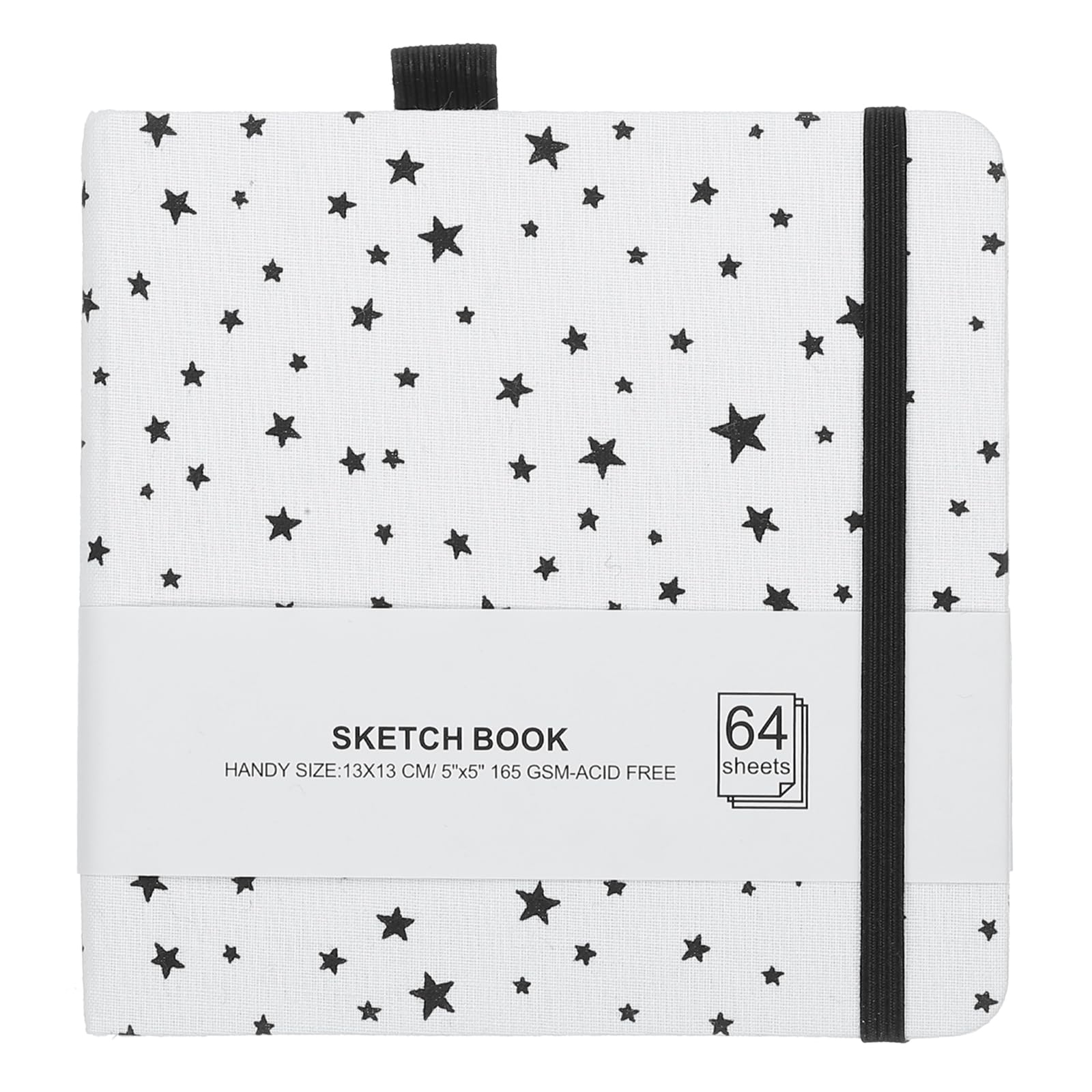 PATIKIL 5.1x5.1" Watercolor Sketchbook, 64 Sheet 165GSM/112lb Watercolor Paper Sketchbooks Acid Free Watercolor Journal Hardcover Artists Paper Pads with Pen Holder, White Star
